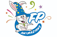 Logo avec lapin magicien et texte 'FP Animazione'.